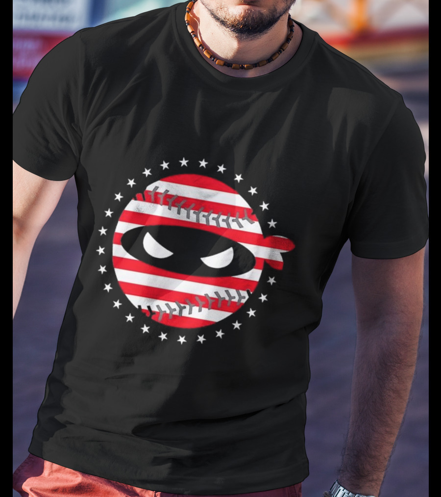 Paul Skenes Pitching Ninja Baseball Stars USA Flag T-Shirt