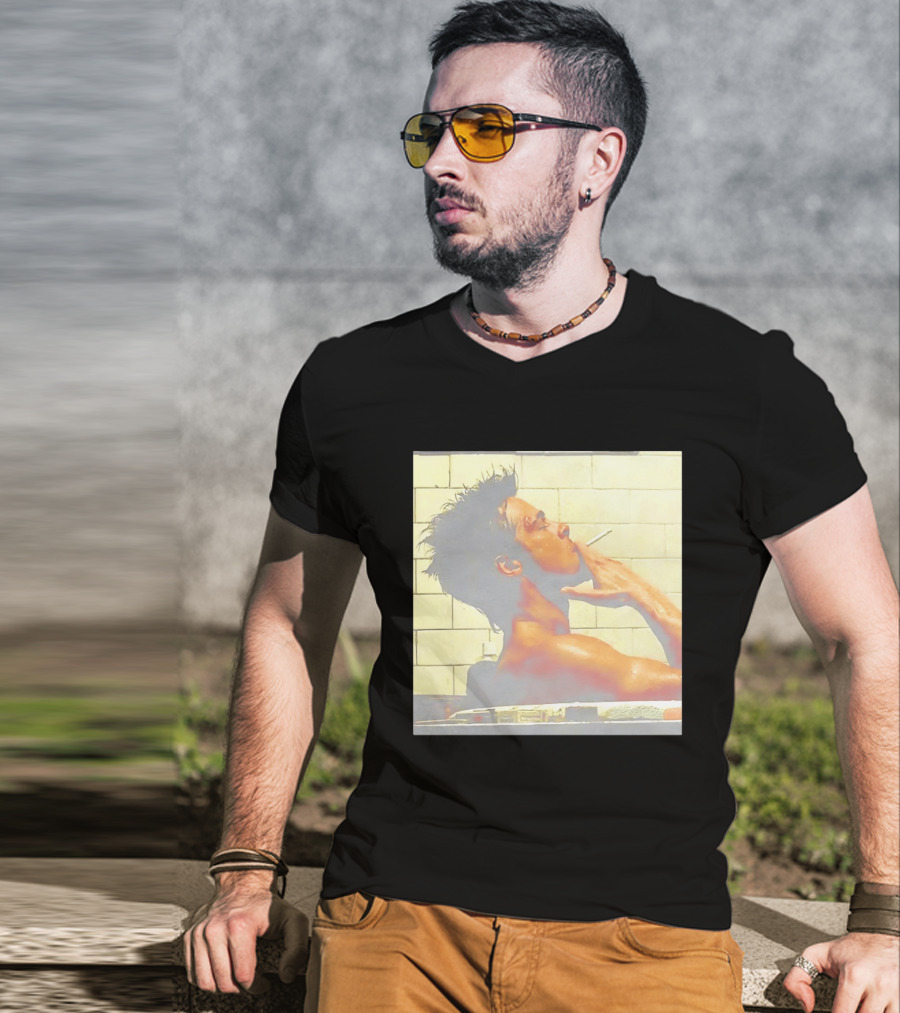 Brad Pitt Fight Club Bathroom Scene Smoking T-Shirt