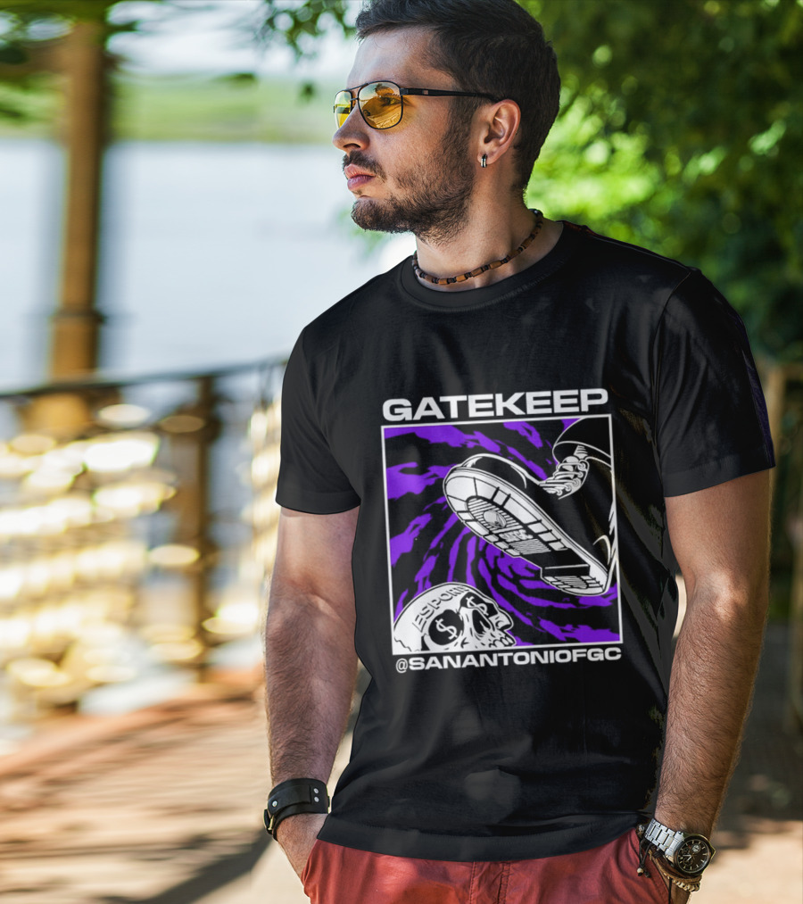 Gatekeep San Antonio Fighting Game Community Sneaker Skull T-Shirt
