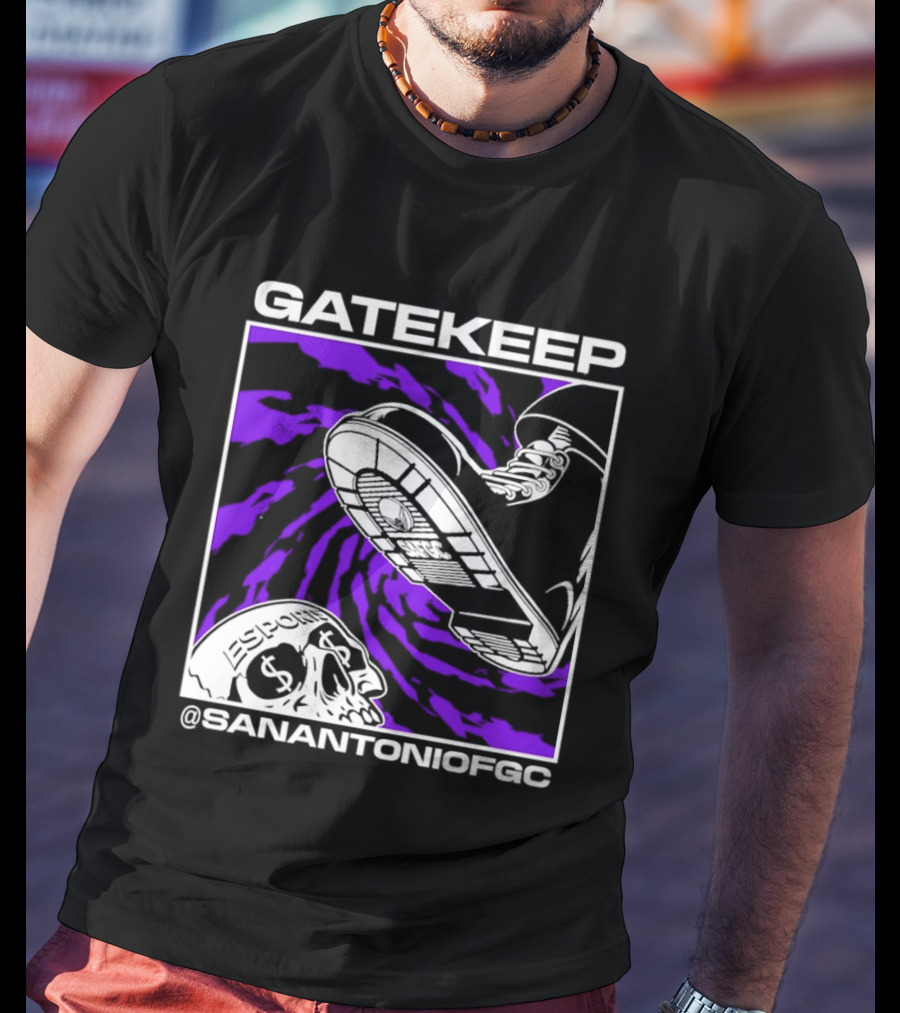 Gatekeep San Antonio Fighting Game Community Sneaker Skull T-Shirt