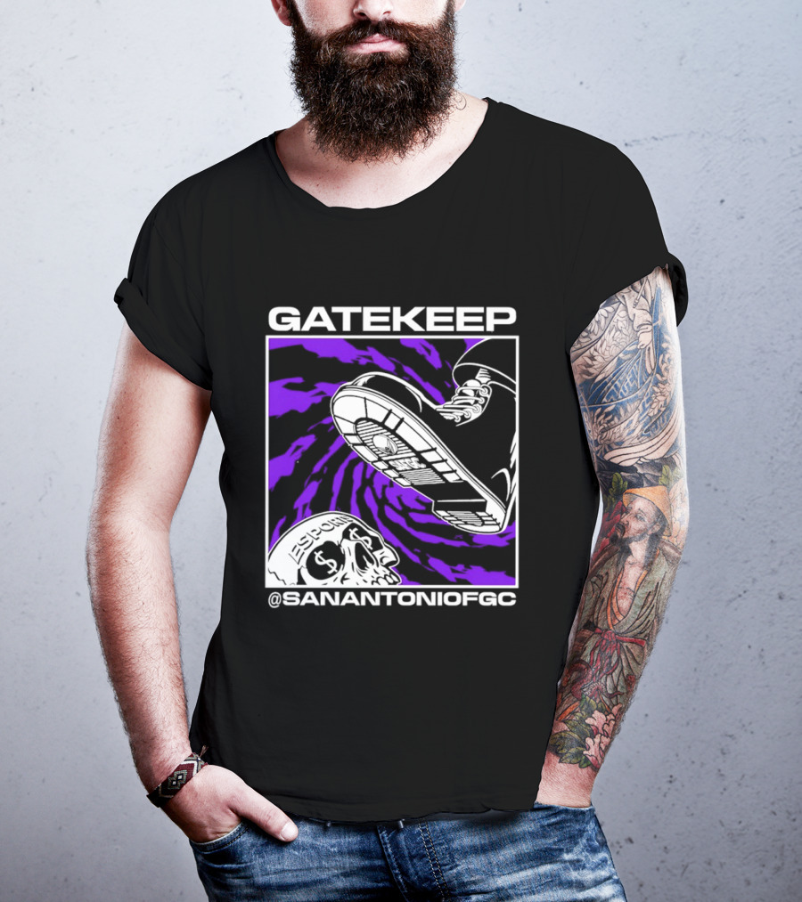 Gatekeep San Antonio Fighting Game Community Sneaker Skull T-Shirt