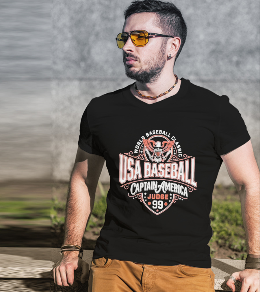 World Baseball Classic USA Baseball Captain America Judge 99 T-Shirt
