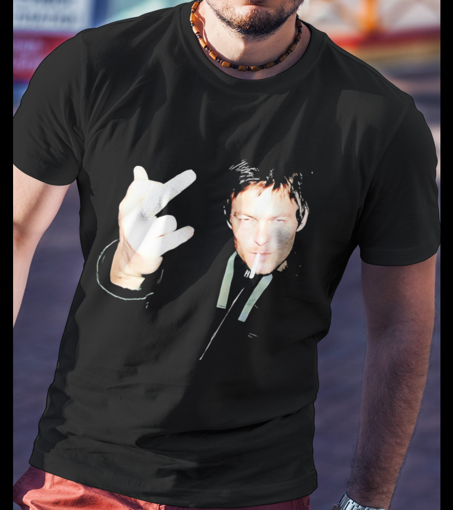 Norman Reedus The Walking Dead Daryl Dixon Middle Finger Smoking T-Shirt
