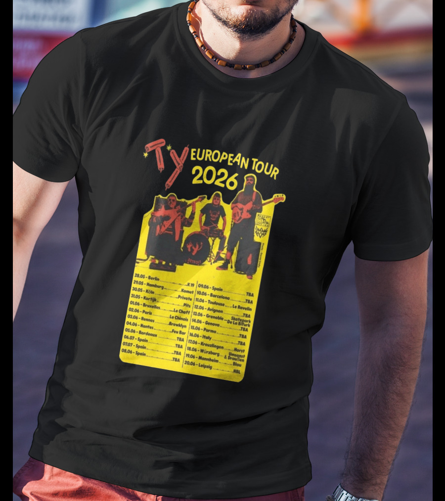 TY European Tour 2026 Band Tour Dates T-Shirt