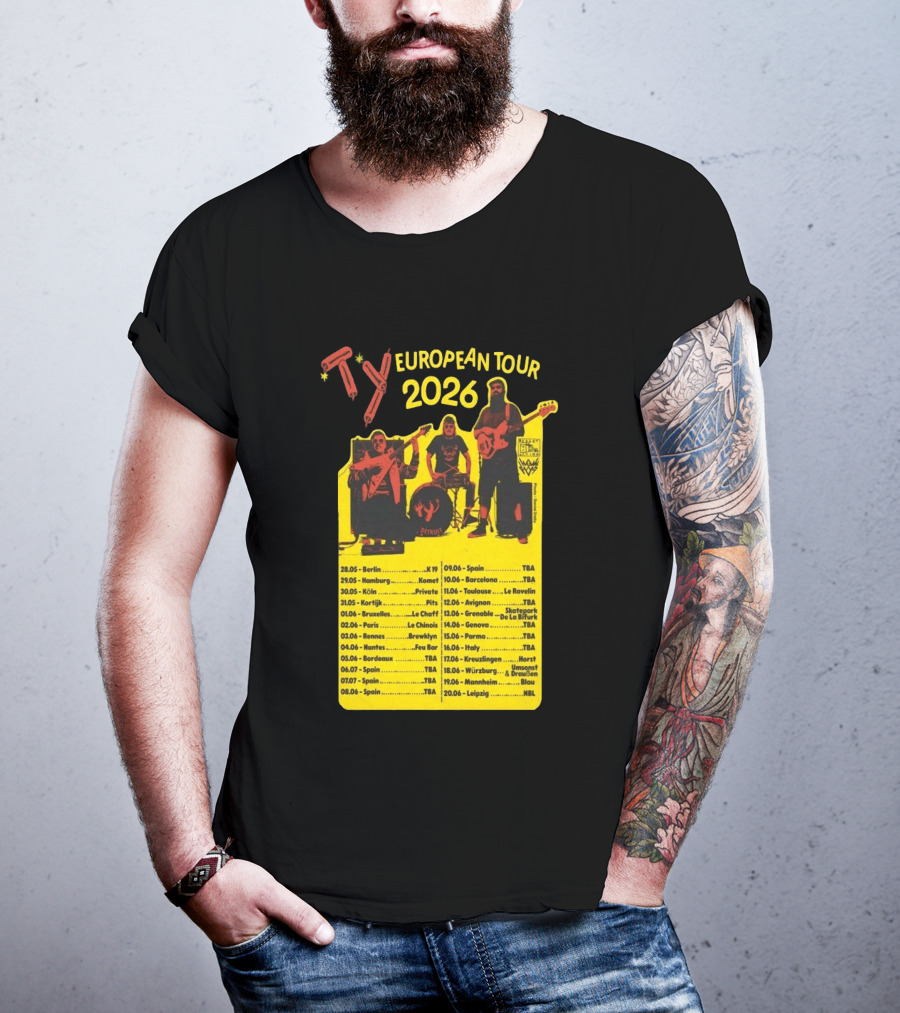 TY European Tour 2026 Band Tour Dates T-Shirt