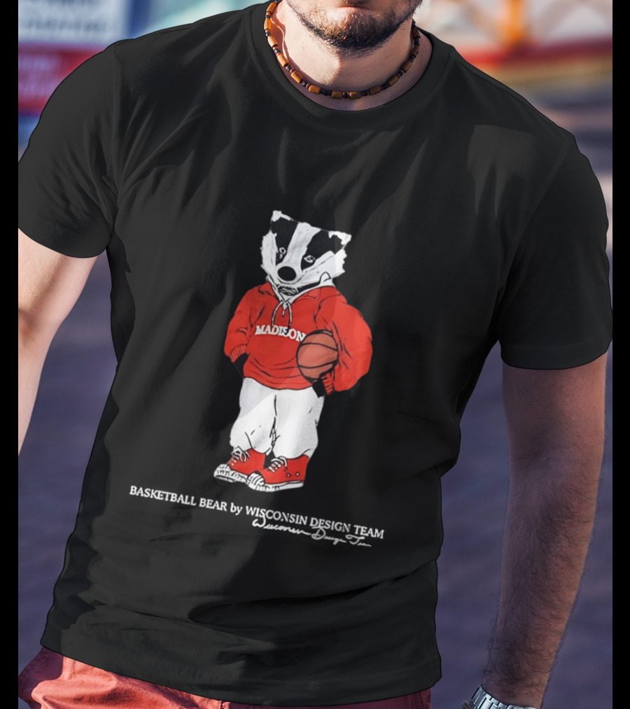 Madison Basketball Badger Wisconsin Team Bear T-Shirt