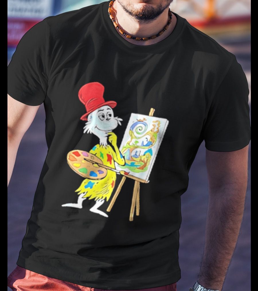 Sam I Am Red Hat Palette Painting Easel Whimsical Scene T-Shirt