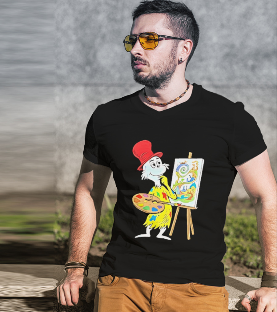 Sam I Am Red Hat Palette Painting Easel Whimsical Scene T-Shirt
