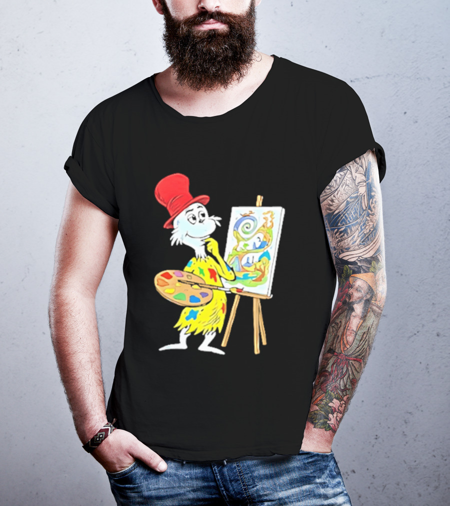 Sam I Am Red Hat Palette Painting Easel Whimsical Scene T-Shirt