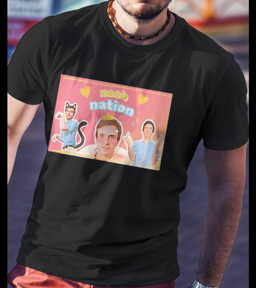 Zach Nation Zachary Sobania Cat Ears Crown Hearts Fun T-Shirt