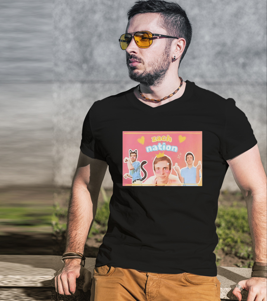 Zach Nation Zachary Sobania Cat Ears Crown Hearts Fun T-Shirt