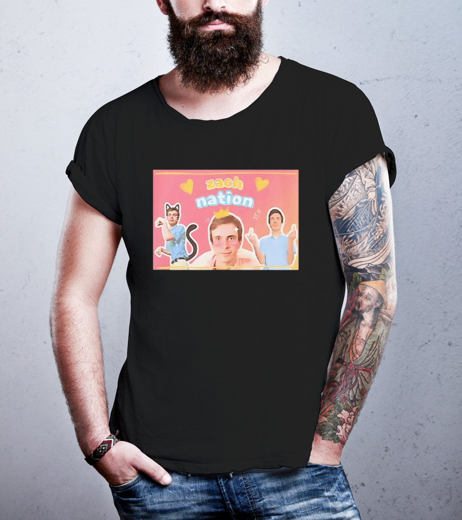 Zach Nation Zachary Sobania Cat Ears Crown Hearts Fun T-Shirt
