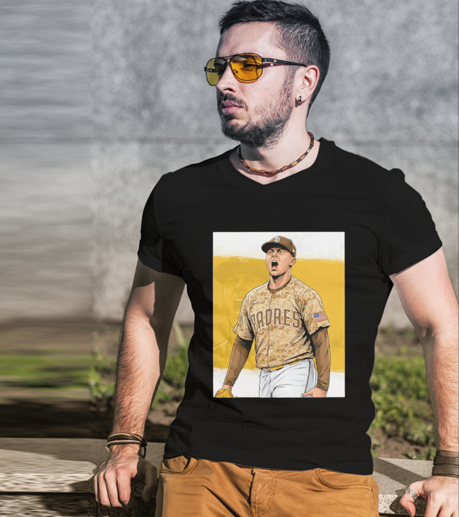 San Diego Padres Camouflage Uniform With Nike And American Flag T-Shirt
