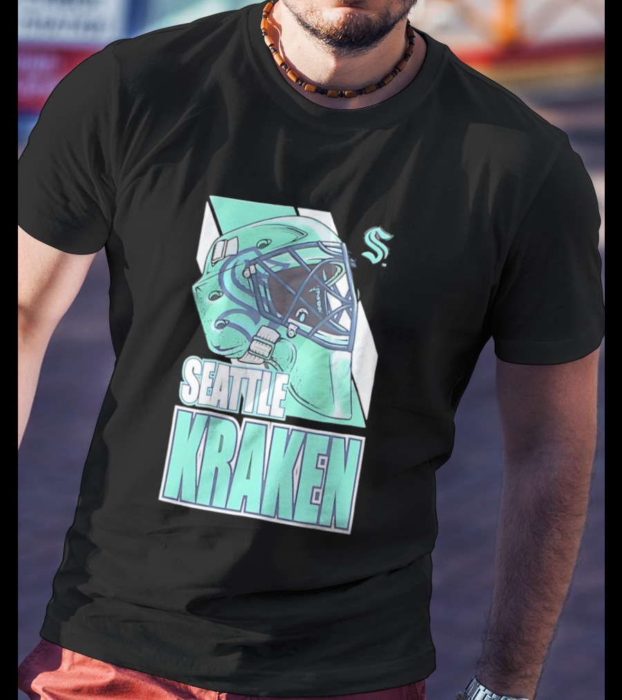 Seattle Kraken NHL Helmet Bucket Head Team T-Shirt