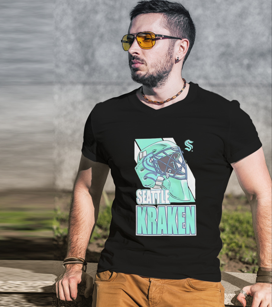 Seattle Kraken NHL Helmet Bucket Head Team T-Shirt