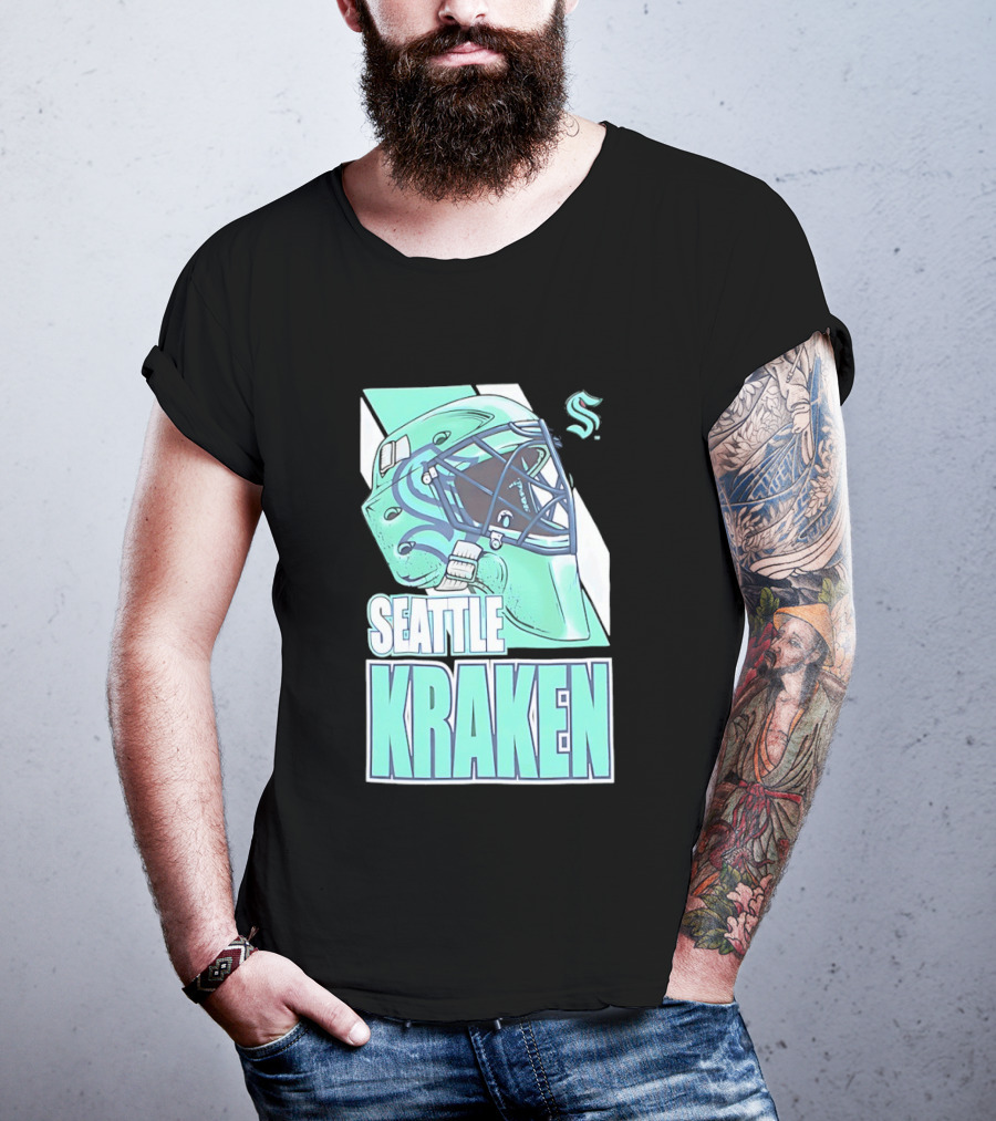 Seattle Kraken NHL Helmet Bucket Head Team T-Shirt