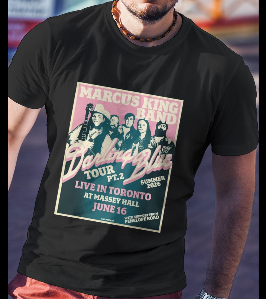 Marcus King Band Darling Blue Tour Part 2 Live In Toronto Massey Hall June 16 Summer 2026 Penelope Road Support T-Shirt