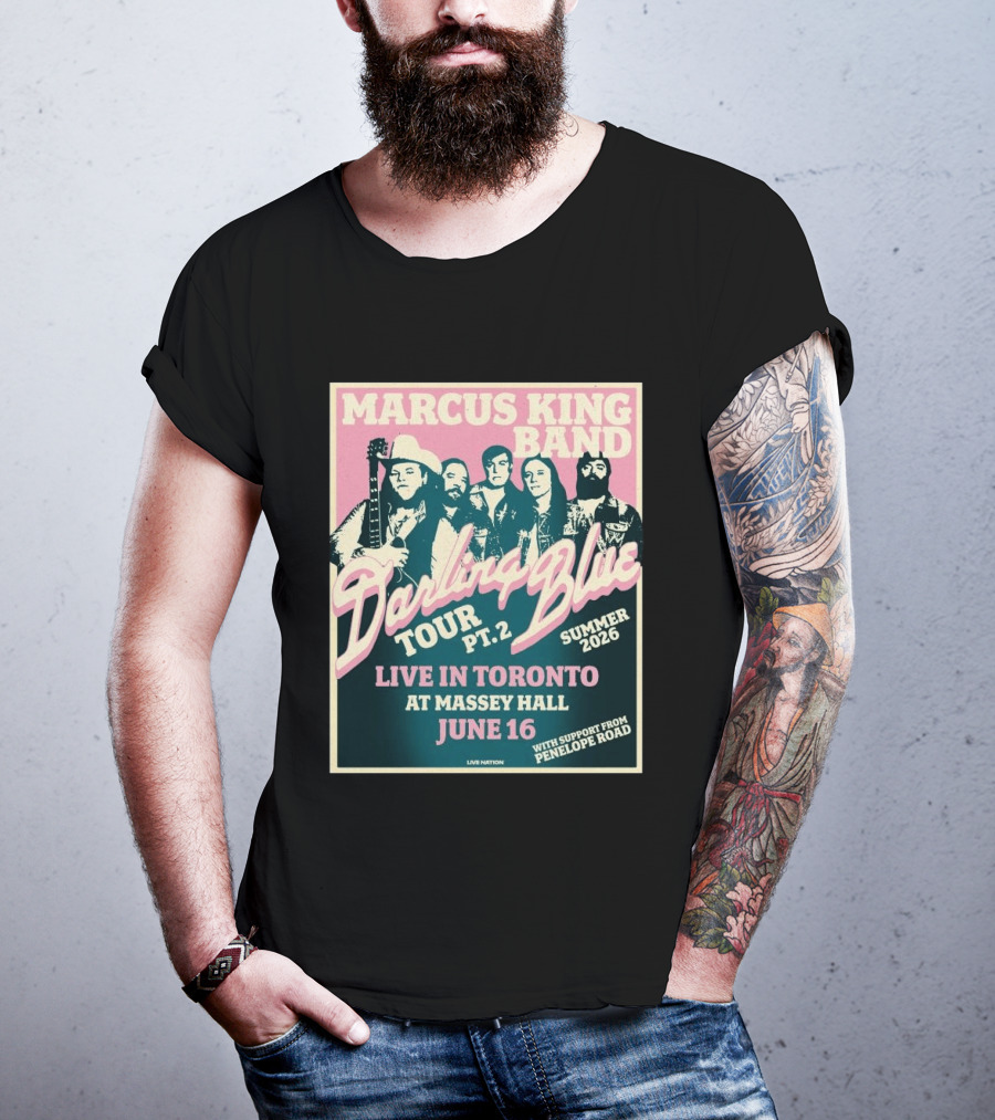 Marcus King Band Darling Blue Tour Part 2 Live In Toronto Massey Hall June 16 Summer 2026 Penelope Road Support T-Shirt