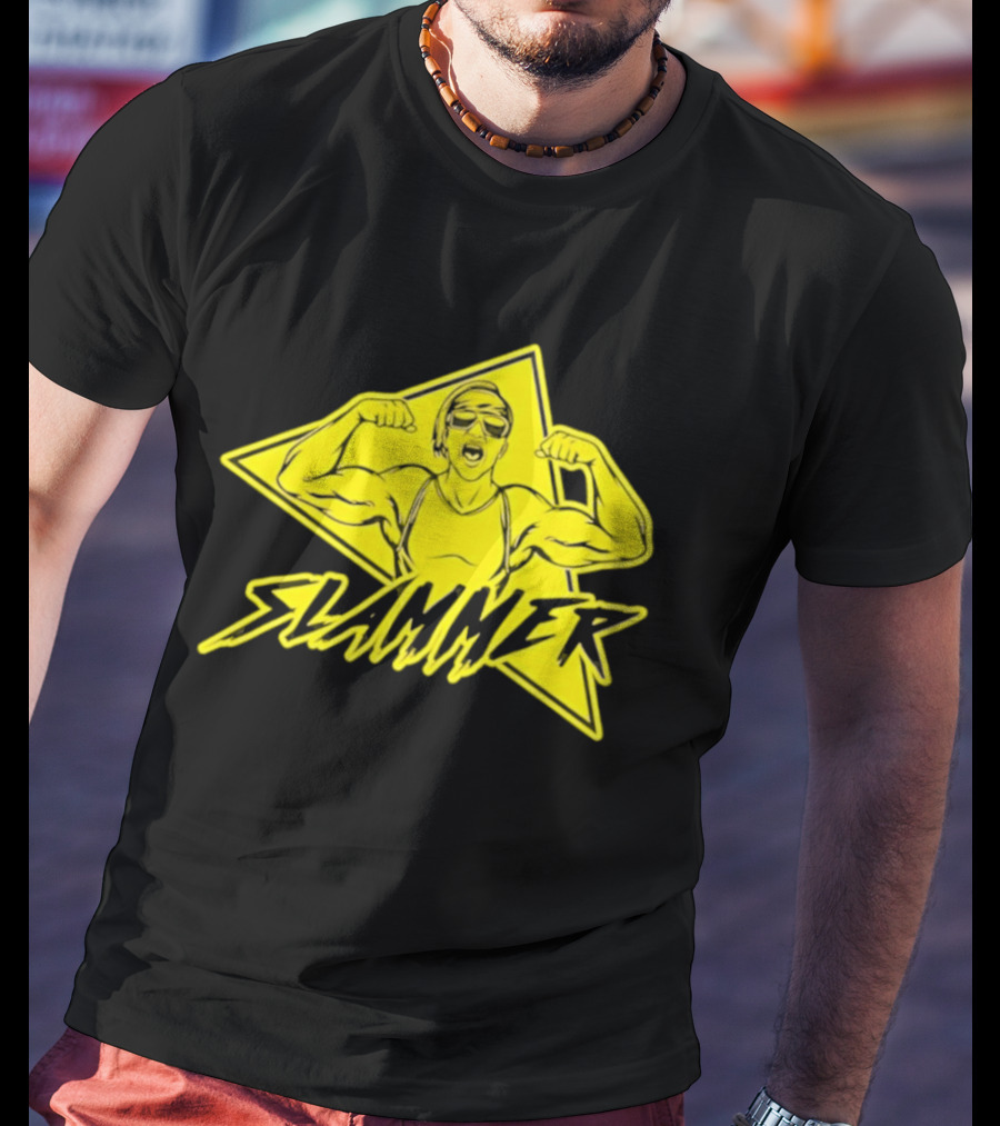 Slammer Muscle Man Headband Sunglasses Flexing Pose T-Shirt