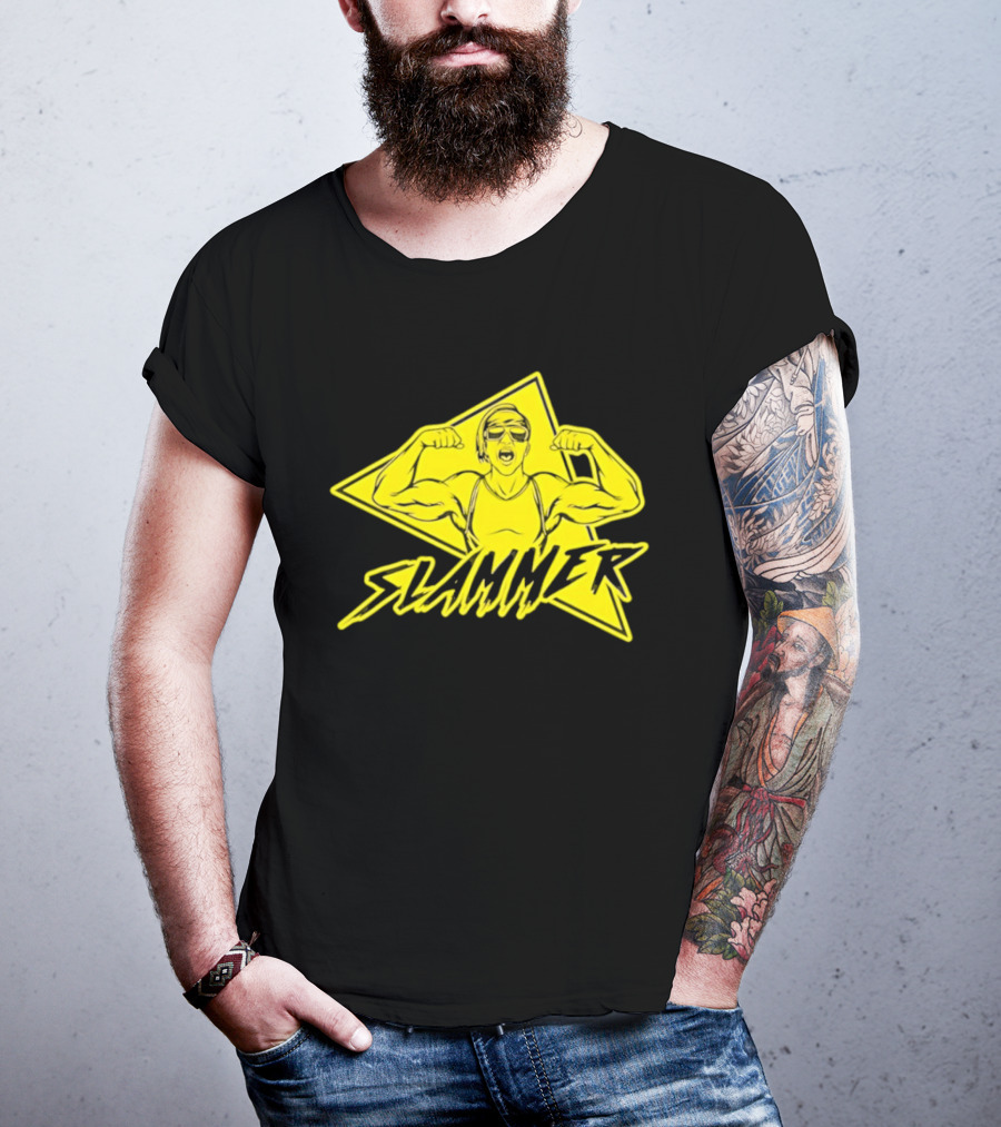 Slammer Muscle Man Headband Sunglasses Flexing Pose T-Shirt