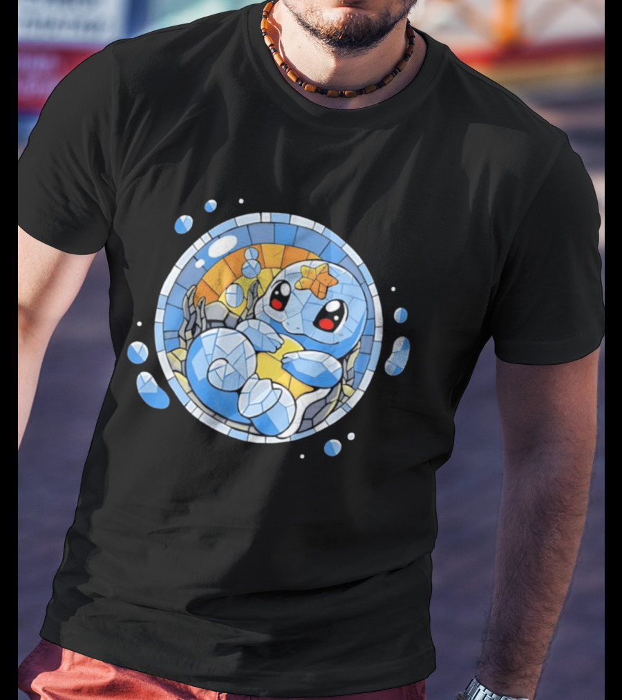 Squirtle Stained Glass Window Pokemon T-Shirt