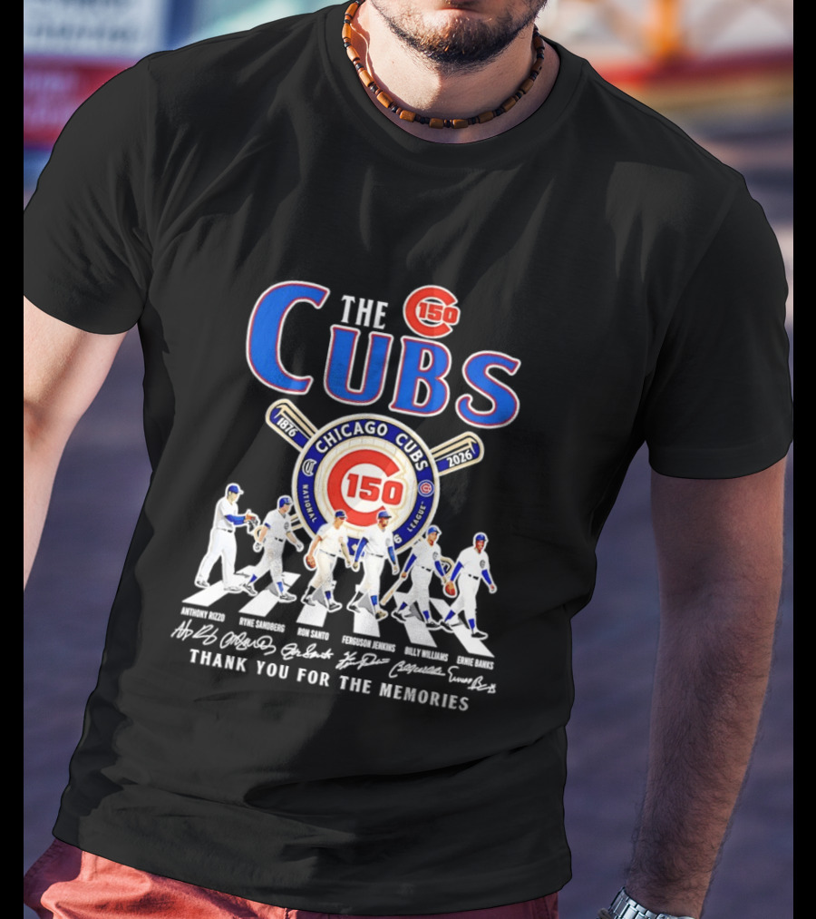 Chicago Cubs 150th Anniversary Thank You For The Memories Signatures T-Shirt