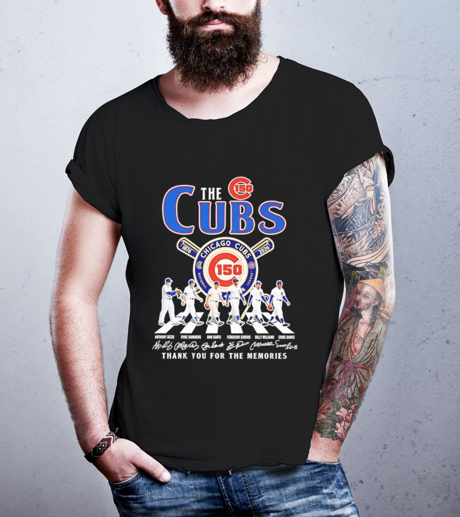 Chicago Cubs 150th Anniversary Thank You For The Memories Signatures T-Shirt