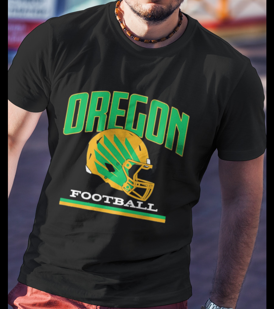 Oregon Football Green Yellow Helmet Iconic Team T-Shirt