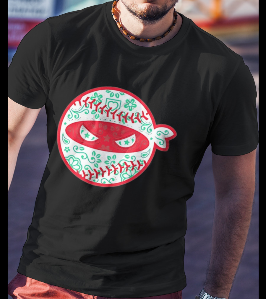 Pitching Ninja Mexico Baseball Dia De Los Muertos T-Shirt