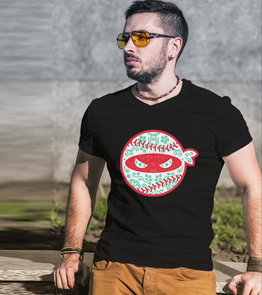 Pitching Ninja Mexico Baseball Dia De Los Muertos T-Shirt