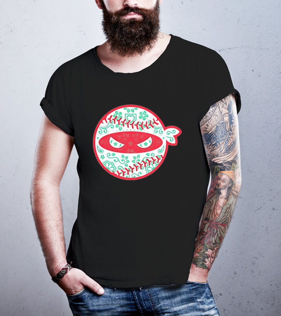 Pitching Ninja Mexico Baseball Dia De Los Muertos T-Shirt