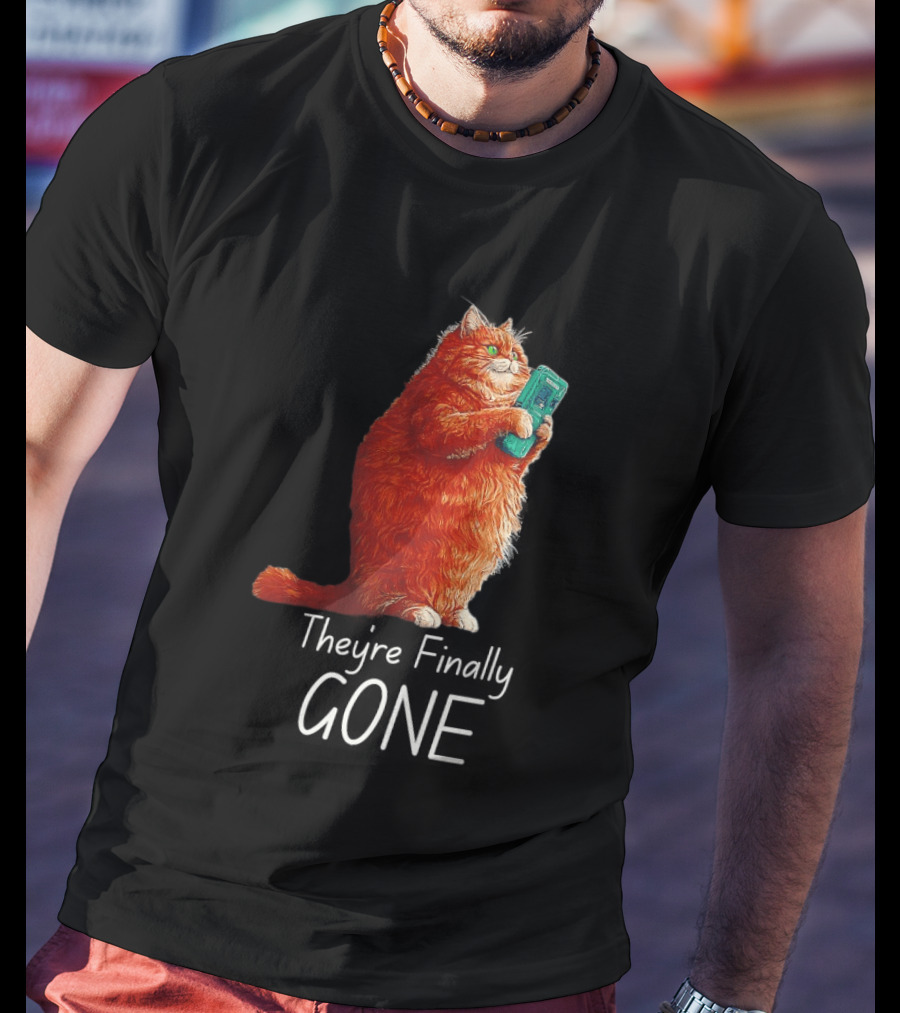 Cat They're Finally Gone Retro Video Game Console T-Shirt