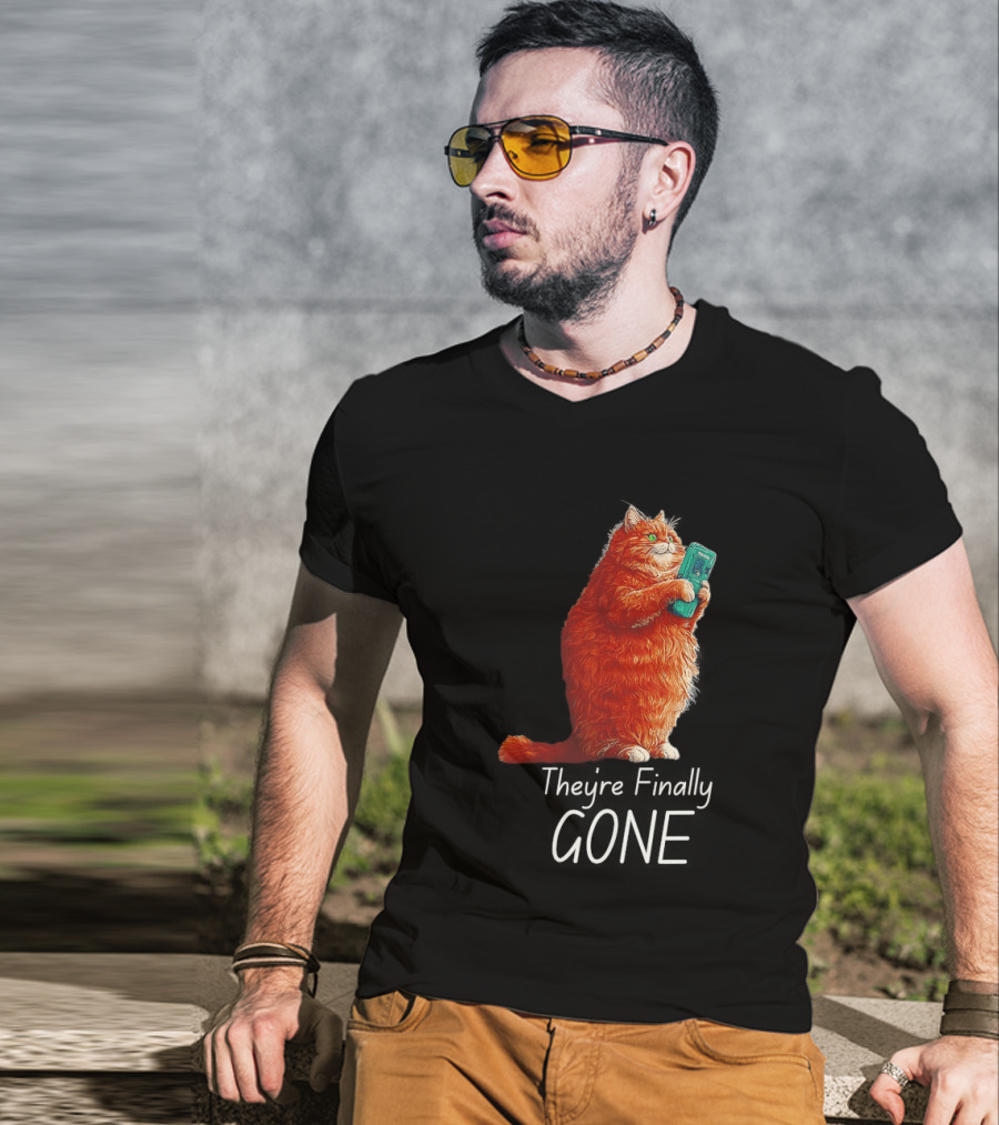 Cat They're Finally Gone Retro Video Game Console T-Shirt