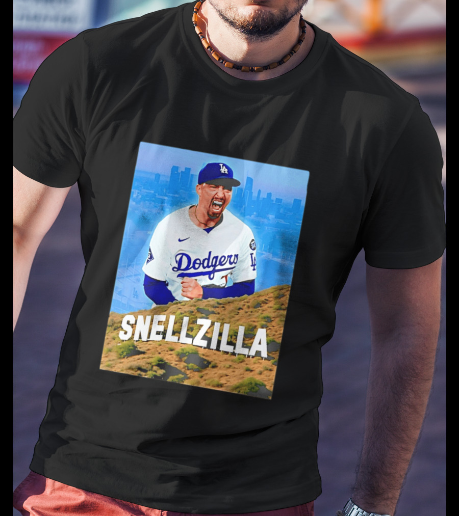 Blake Snell La Dodgers Snellzilla Los Angeles Skyline T-Shirt