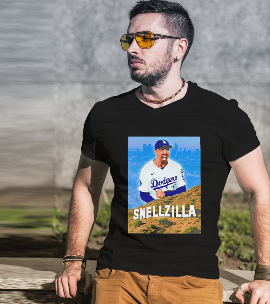 Blake Snell La Dodgers Snellzilla Los Angeles Skyline T-Shirt