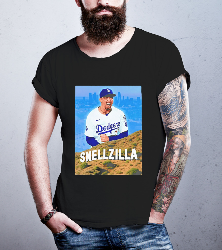 Blake Snell La Dodgers Snellzilla Los Angeles Skyline T-Shirt