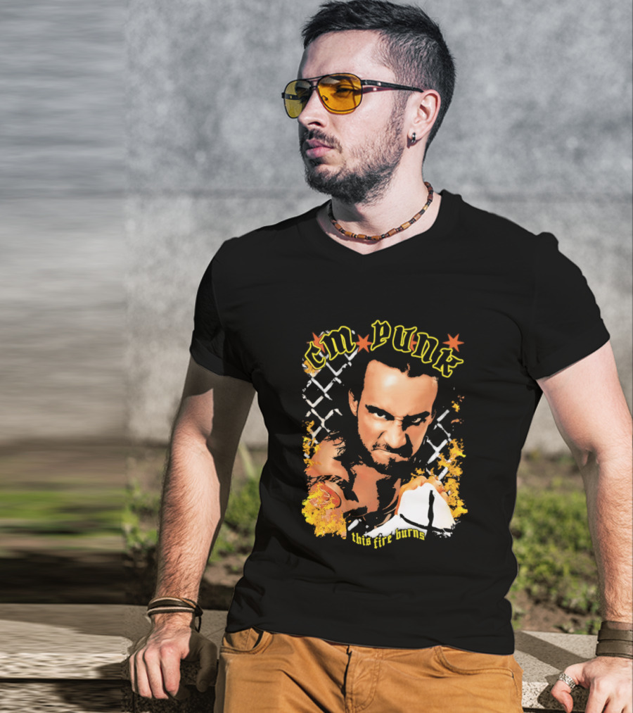CM Punk This Fire Burns Wrestling T-Shirt