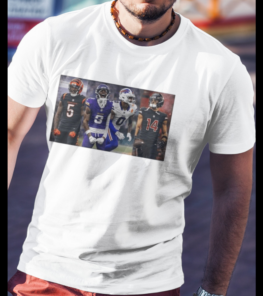 Bengals Vikings Bills Falcons Buckeyes Football Players NFL Collage T-Shirt