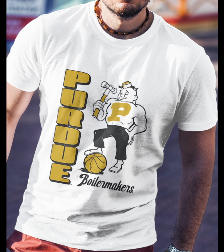 Purdue Boilermakers Basketball Hammer 1970s Retro Team T-Shirt