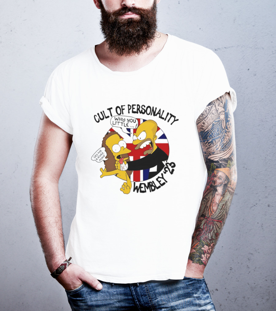 Cult Of Personality Wembley 2023 Cartoon "Why You Little" UK Flag T-Shirt