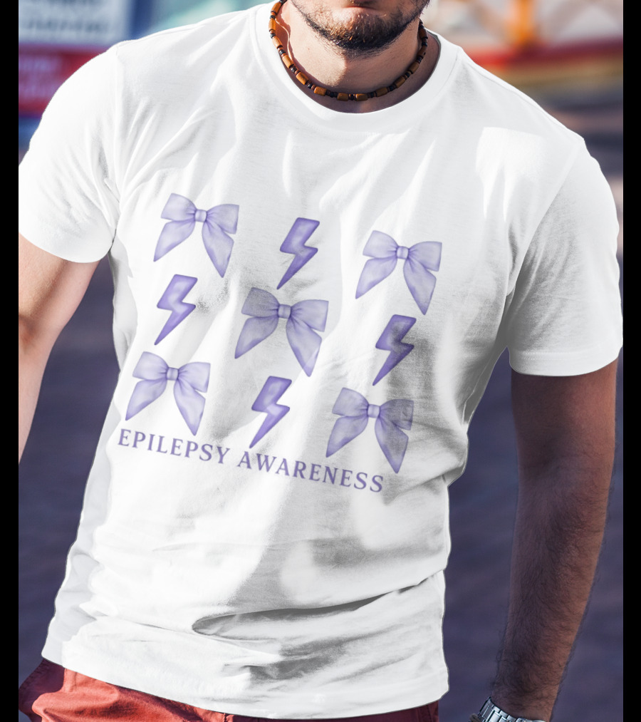 Epilepsy Awareness Purple Lightning And Bows T-Shirt
