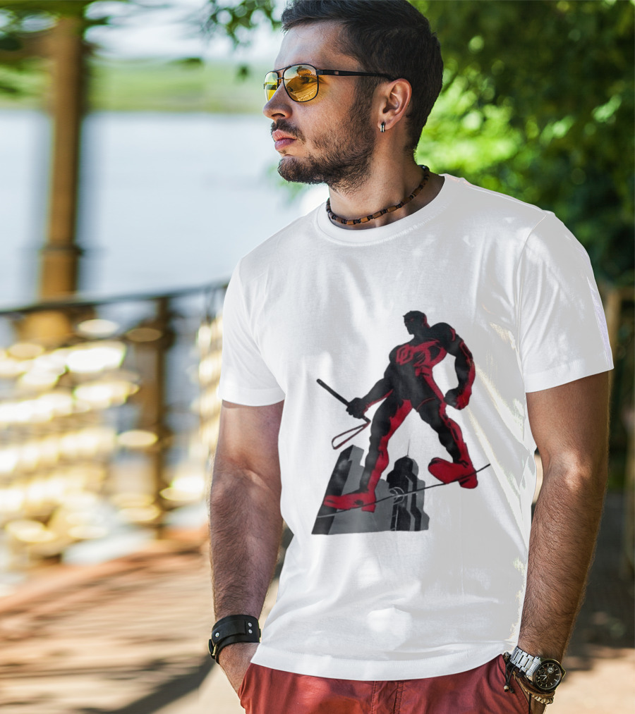 Daredevil Marvel Red Superhero Cityscape T-Shirt