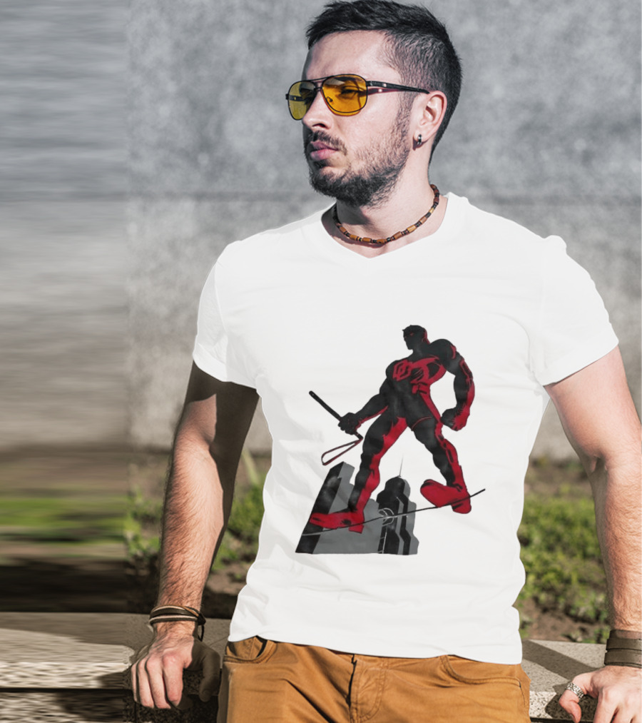 Daredevil Marvel Red Superhero Cityscape T-Shirt