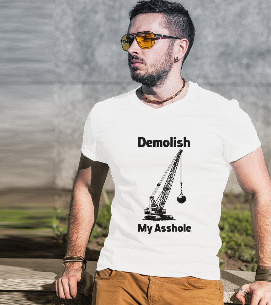 Demolish My Asshole Wrecking Ball Joke Humor T-Shirt
