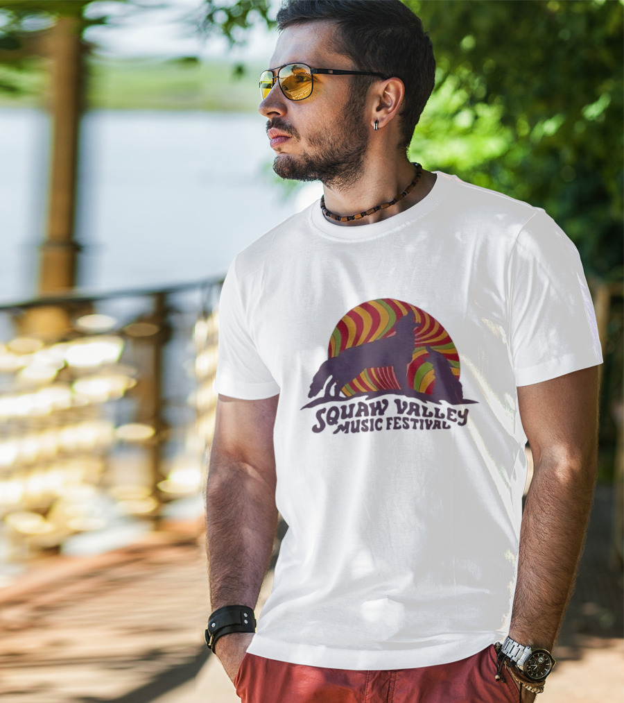 Squaw Valley Music Festival Psychedelic Wolf And Sunburst T-Shirt