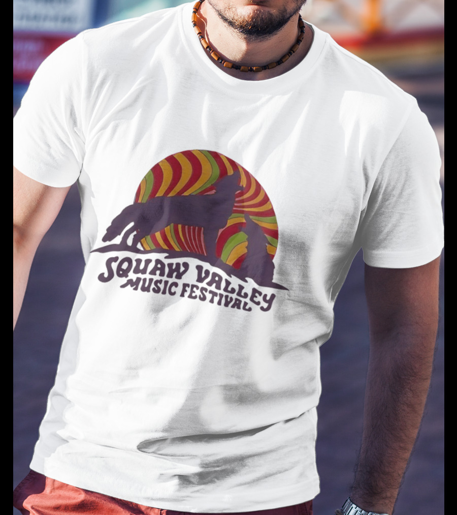 Squaw Valley Music Festival Psychedelic Wolf And Sunburst T-Shirt