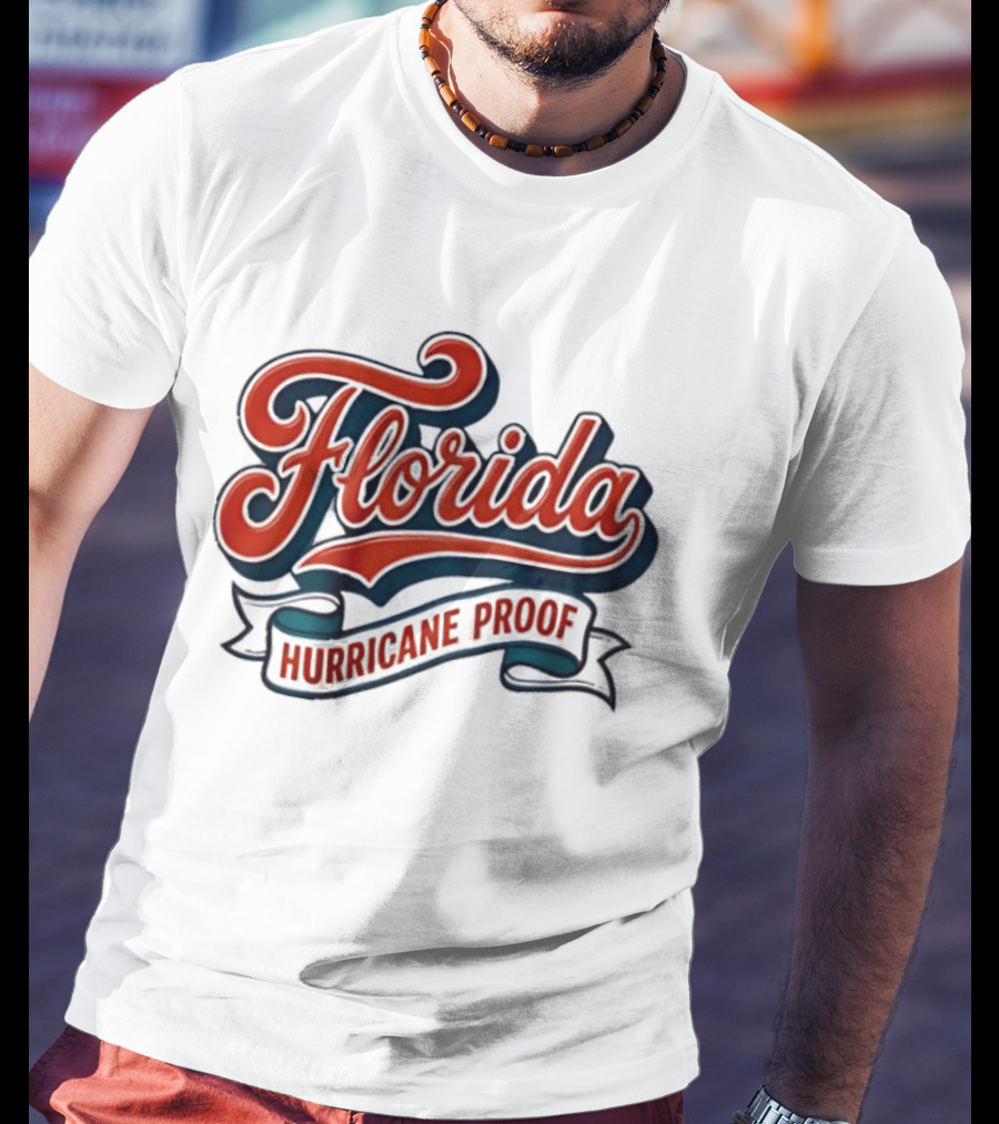 Florida Hurricane Proof Script Ribbon T-Shirt