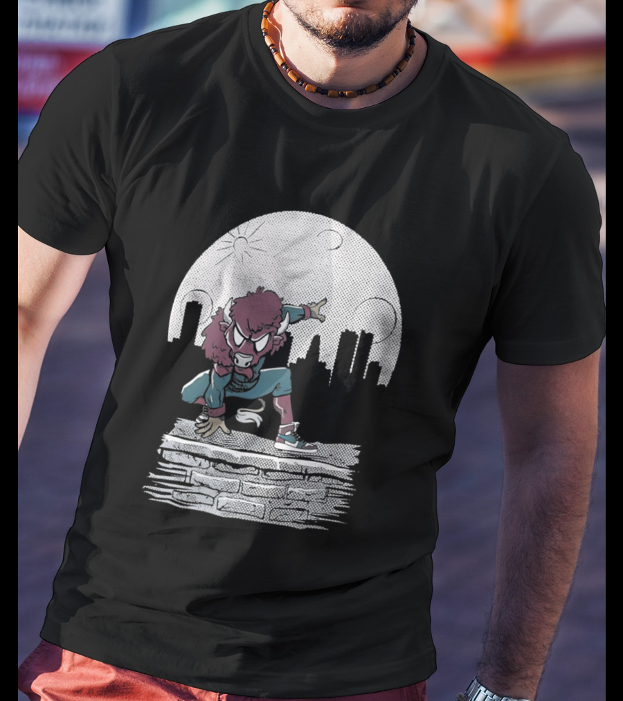 Bison Be A Hero Buffalo Bills Cityscape Dynamic Pose T-Shirt