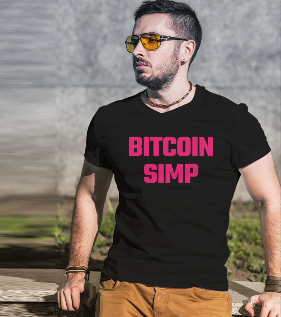 Bitcoin Simp Pink Block Letters T-Shirt