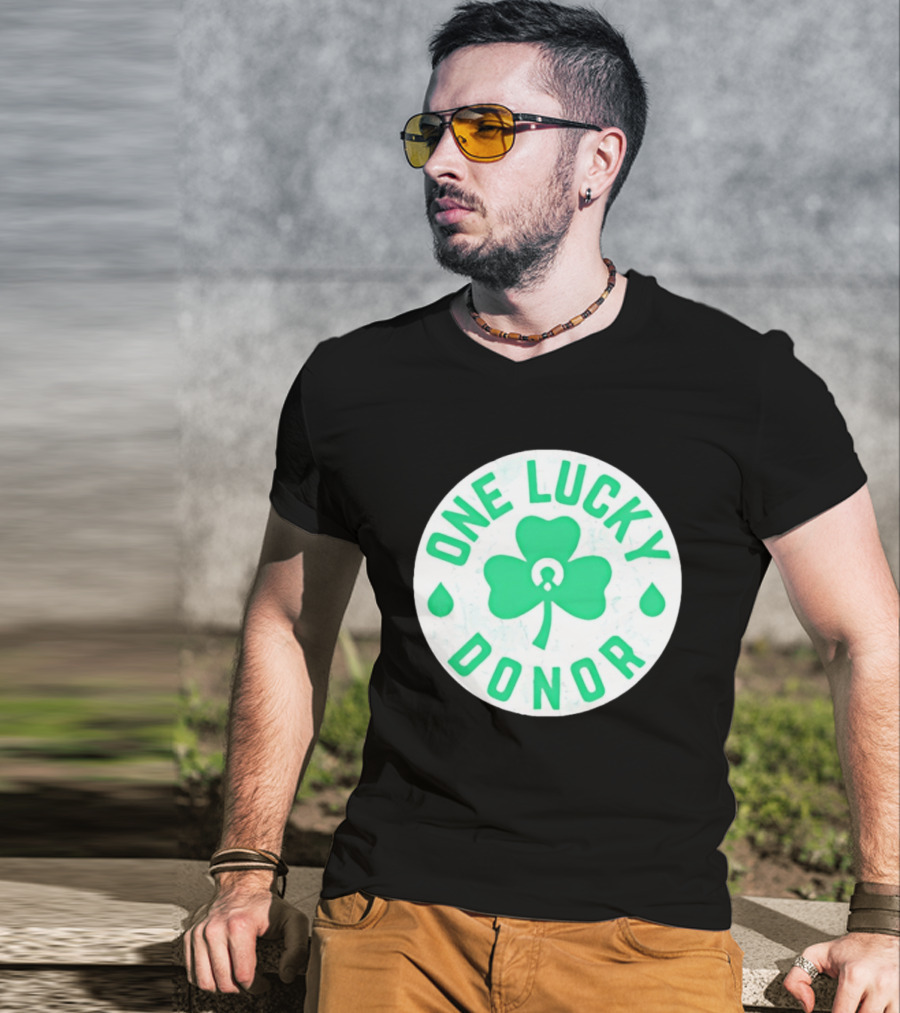 One Lucky Donor Clover Leaf Saint Patrick's Day T-Shirt